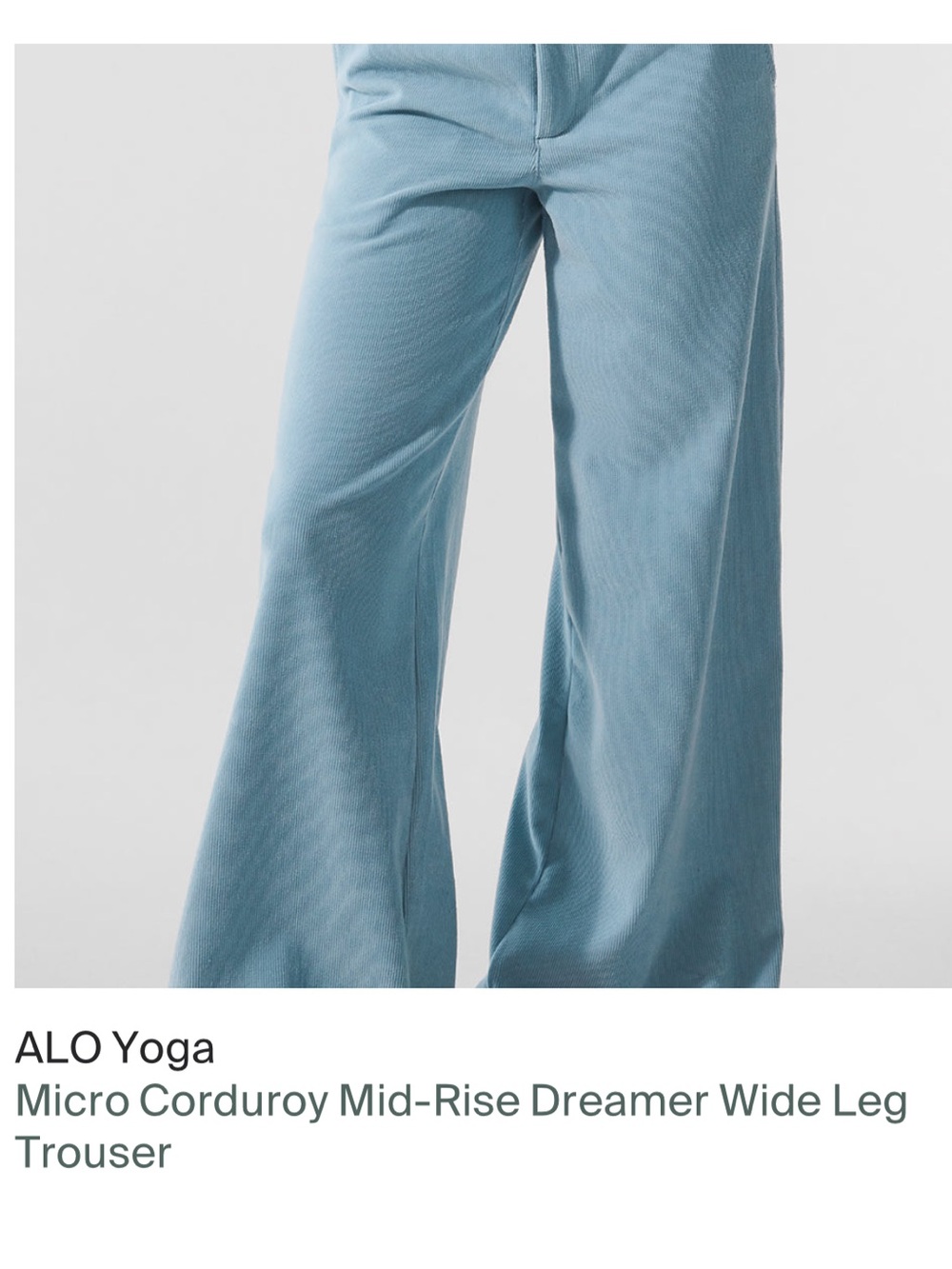 ALO Yoga Light Blue Micro Corduroy Wide-Leg Trousers